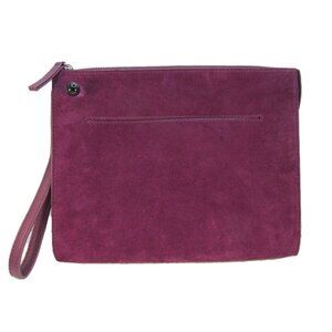 White House Black Market Plum Purple Suede Leather Clutch
